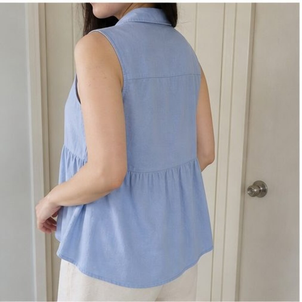 Blue Button Blouse - Picture 3 of 6